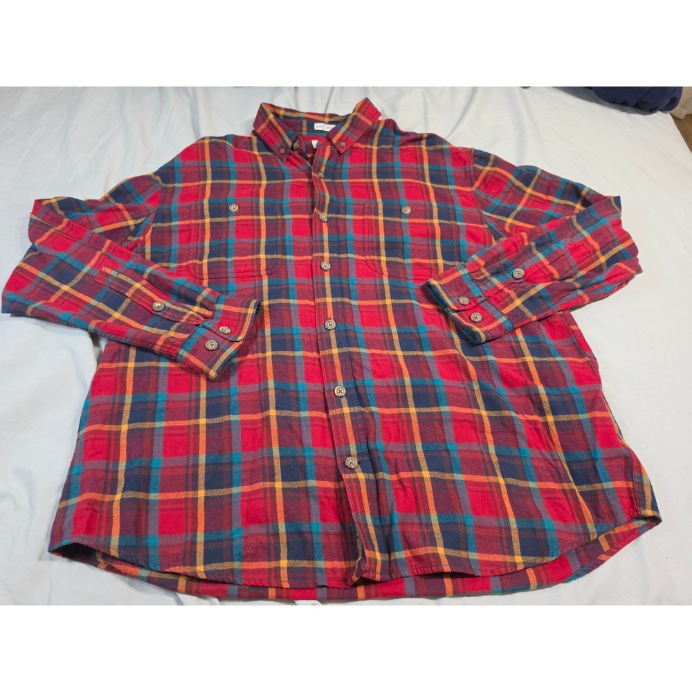 Duluth Trading‎ Co Untucked Relaxed Fit Plaid Flannel Shirt Mens XL Red 23124